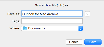 outlook for mac cannot export data